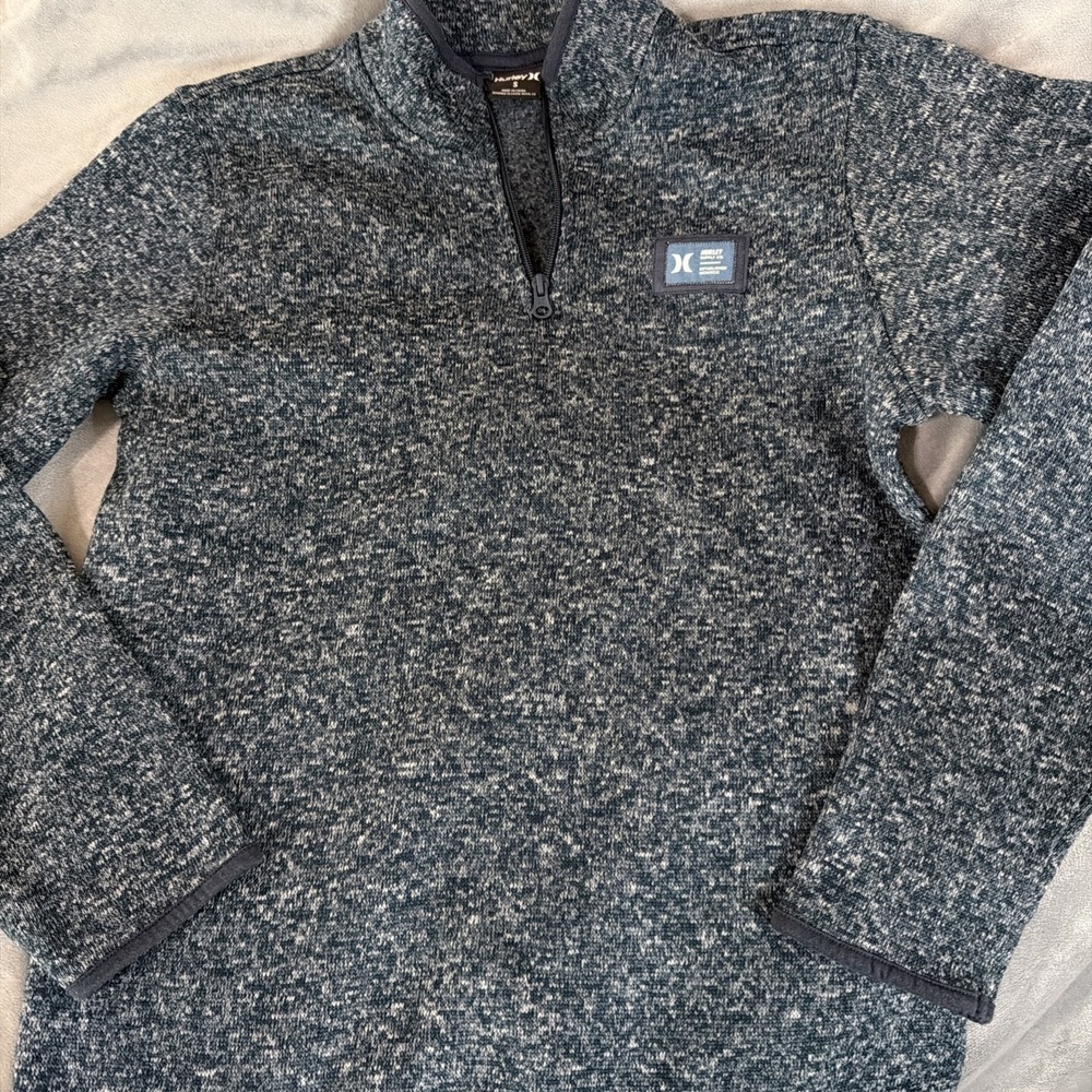 HURLEY MEN'S Sz Small MESA RIDGELINE 1/4 ZIP SWEATER‎ Heather Navy EUC